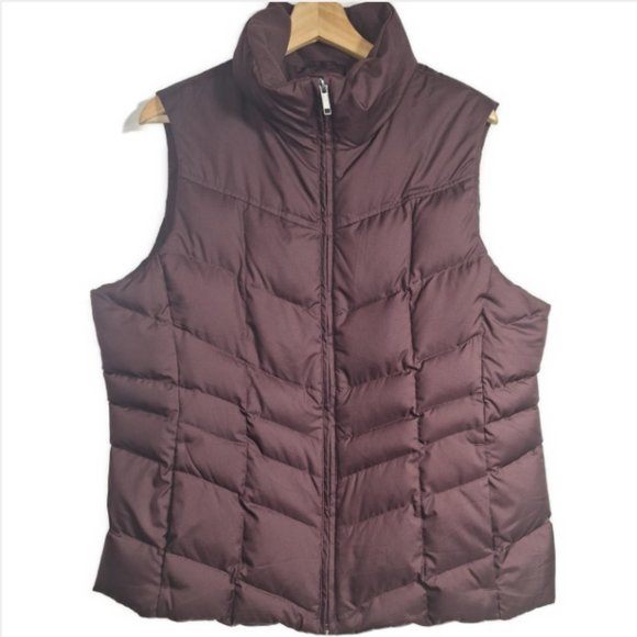 Land's End Maroon Quilted Puffer Down Vest Size Large - Picture 1 of 5